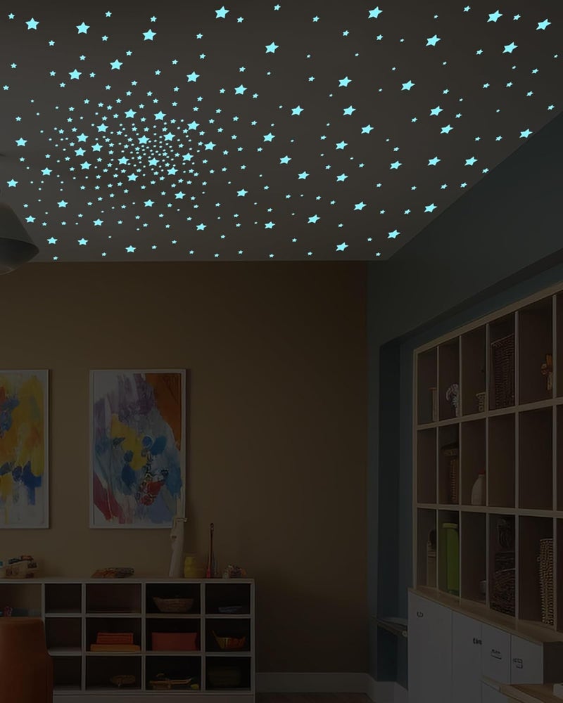 Greingways 201 Pcs Glow in The Dark Stars Stickers for Ceiling Bedroom, Stocking Stuffers for Kids Ages 3-5, 4-8, 8-12, Boys Girls Room Decor Wall Stickers Stocking Stuffers for Toddler-Blue - Image 3